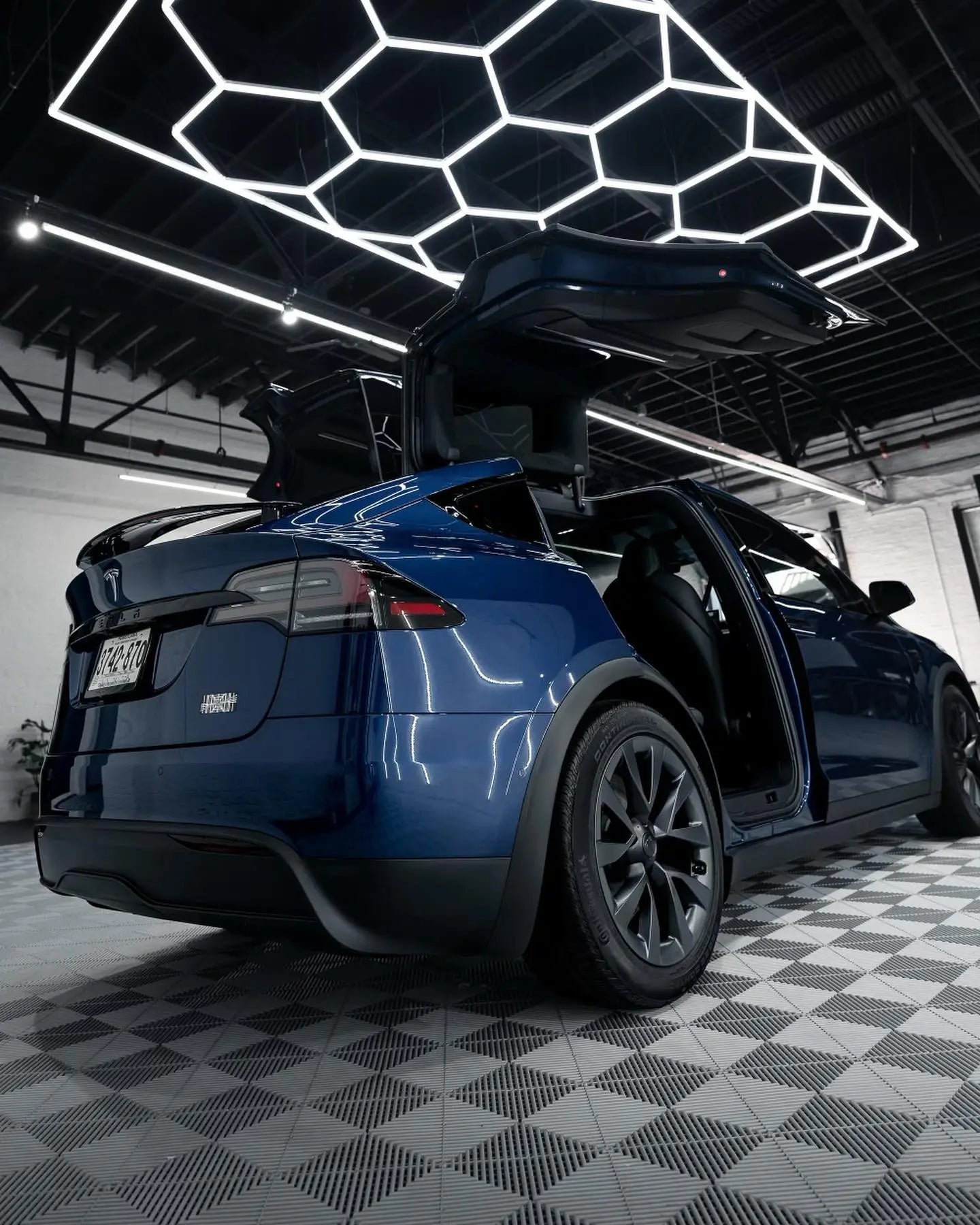 Hexagon Lighting with Tesla in background