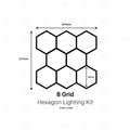 A black line drawing on a white background showing an 8-grid hexagon lighting kit layout with dimensions labeled 2470mm, 2375mm, and 900mm, plus text reading '8 Grid Hexagon Lighting Kit'