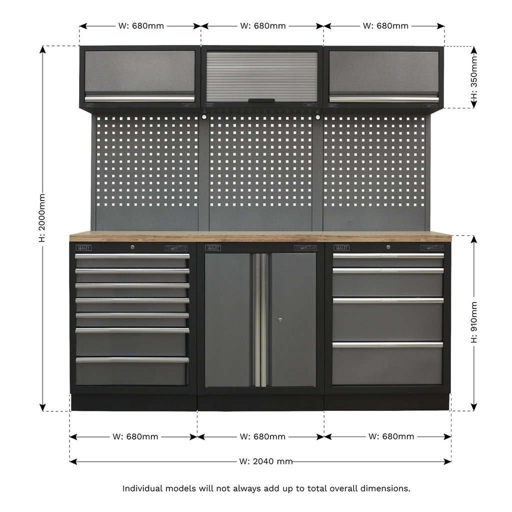 Sealey Superline Pro 2.04.m Storage Cabinet Workstation Set