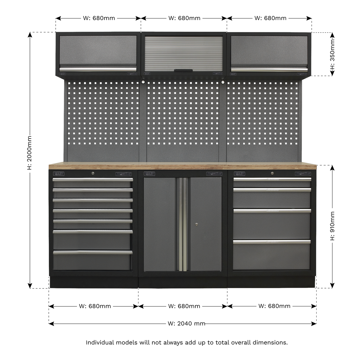 Sealey Superline Pro 2.04.m Storage Cabinet Workstation Set