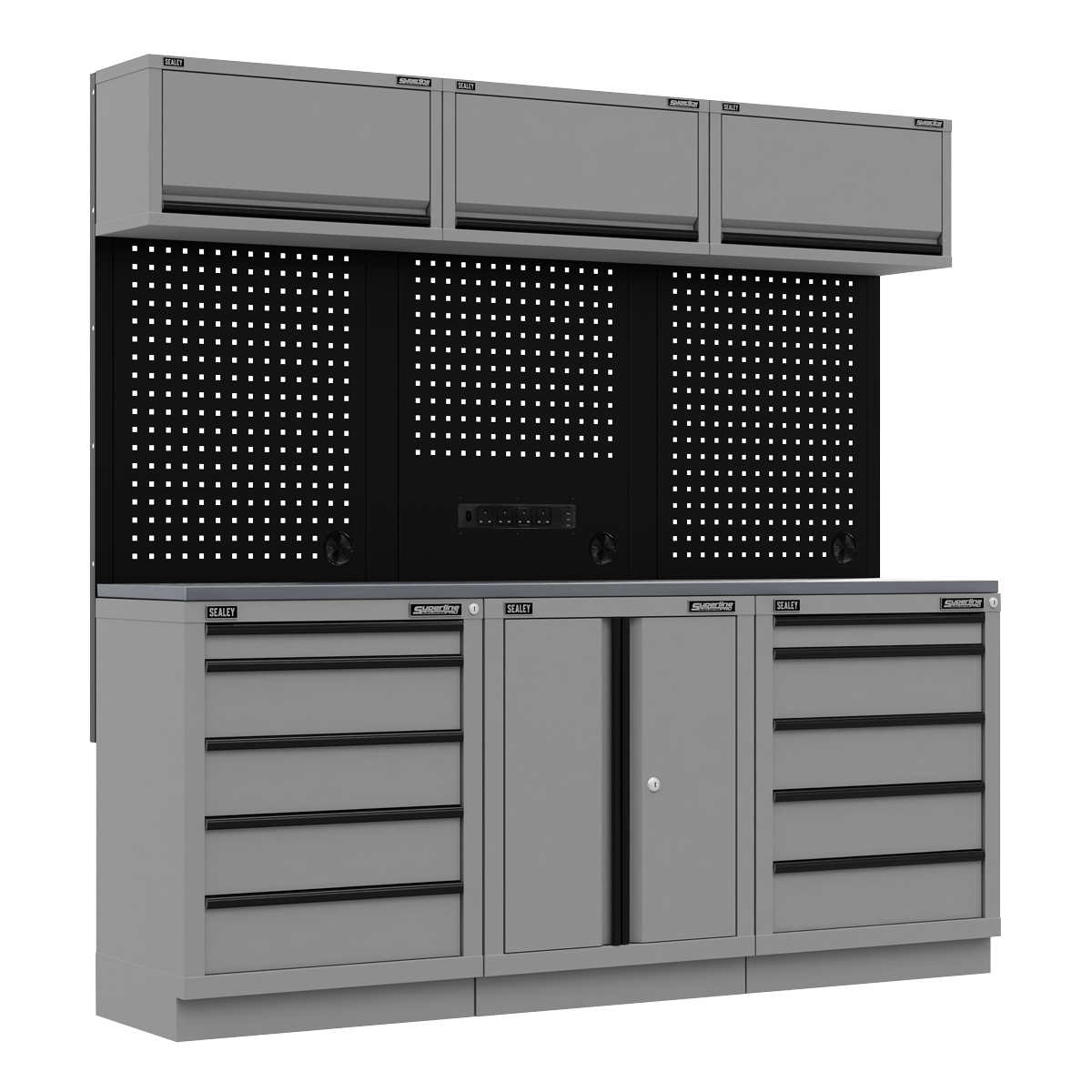 Sealey Superline Pro Black Edition Storage System with Stainless Worktop 2.04m