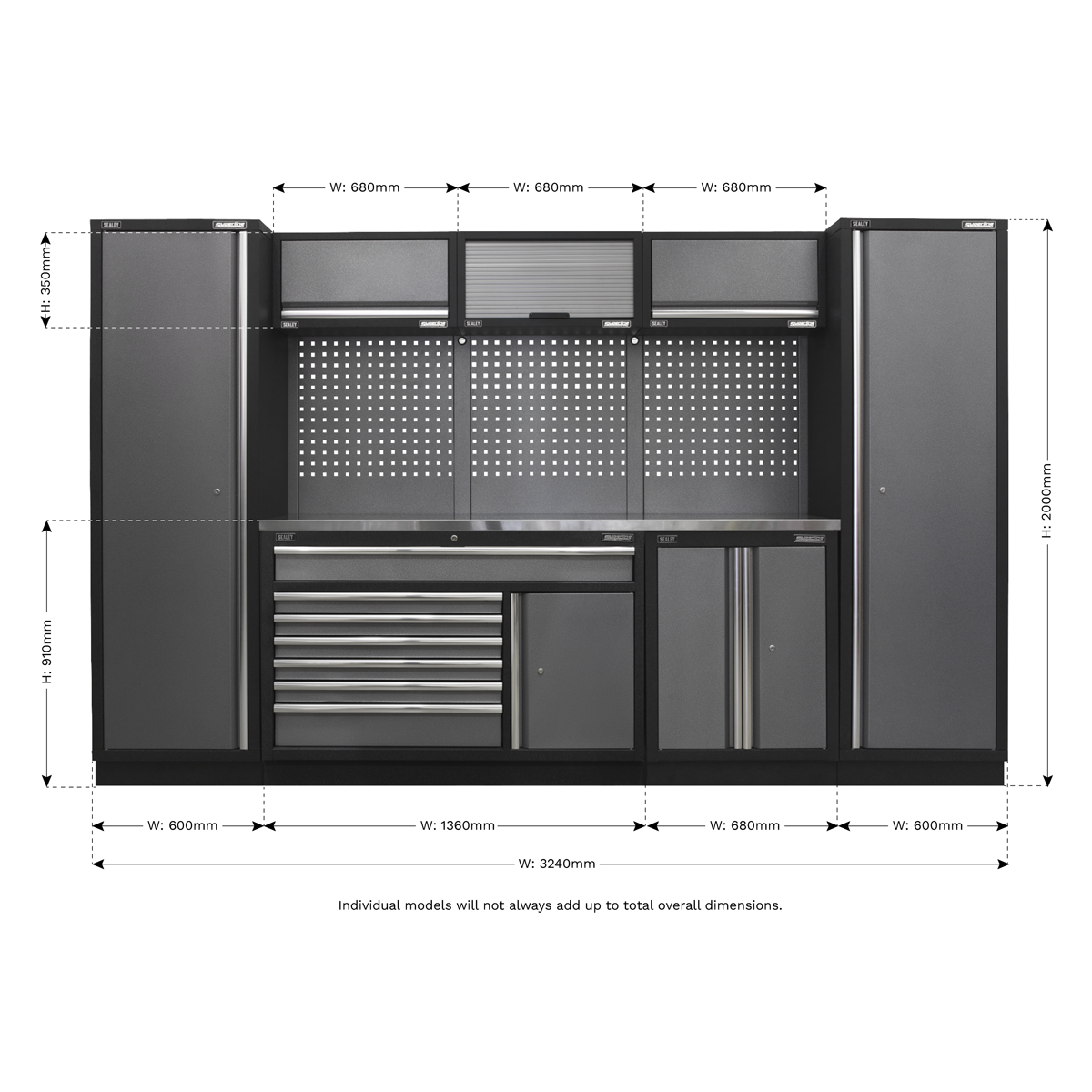 Sealey Superline Pro 3.24m Storage System with Stainless Steel Worktop
