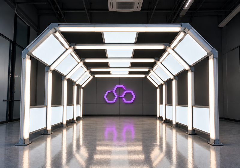 Drawup for Arched Tunnel Lighting System with panels 