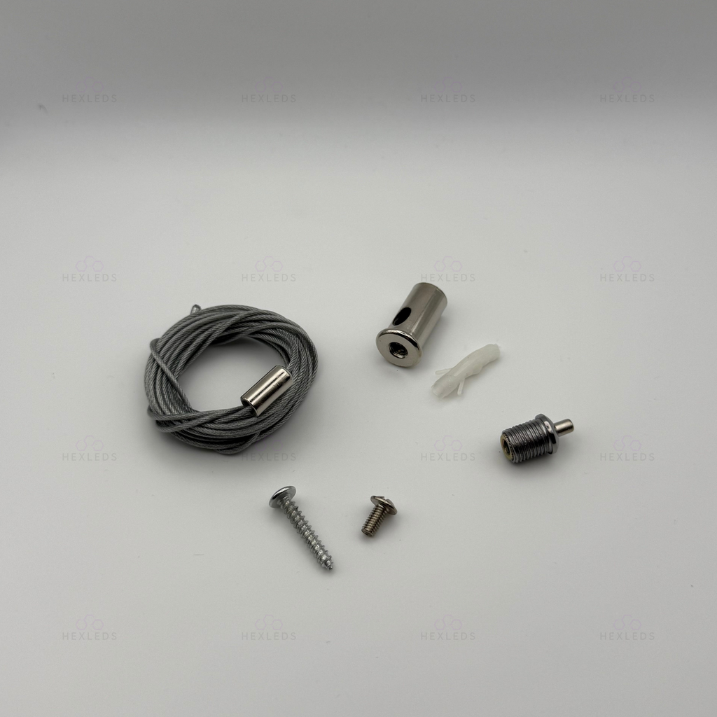 Hexagon Lighting Suspension Cables - Fully Adjustable Ceiling Kit 1-3 Meters - 12 Pack