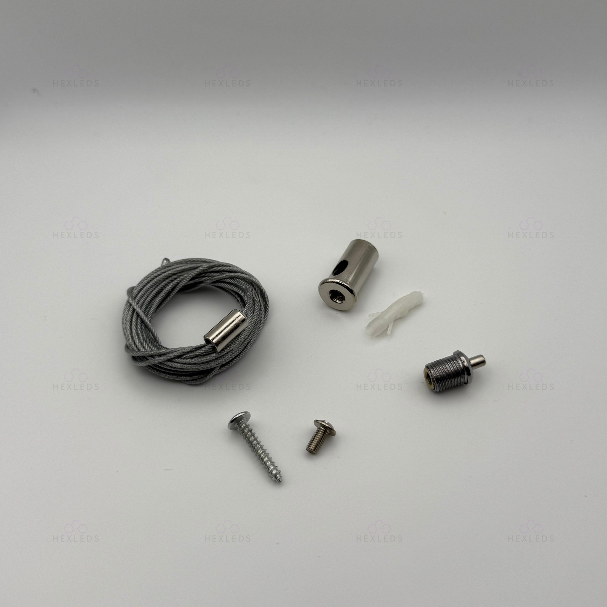 Hexagon Lighting Suspension Cables - Fully Adjustable Ceiling Kit 1-3 Meters - 12 Pack