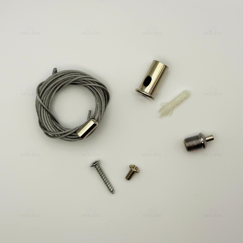 Hexagon Lighting Suspension Cables - Fully Adjustable Ceiling Kit 1-3 Meters - 12 Pack